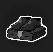 Business Suit icon: polished shoes on a folded suit with a tie