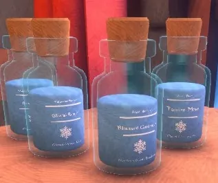 Cryogenic vials in round bottles, including Glacial Runoff, Blizzard Condensate and Tundra Moss